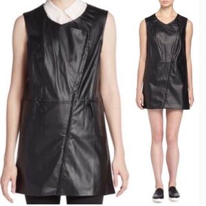 Max Studio M Faux Leather Suede Zip Sleeveless Vest Dress Black Womens Size M